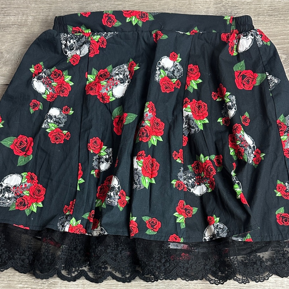Black Skull Rose Skirt